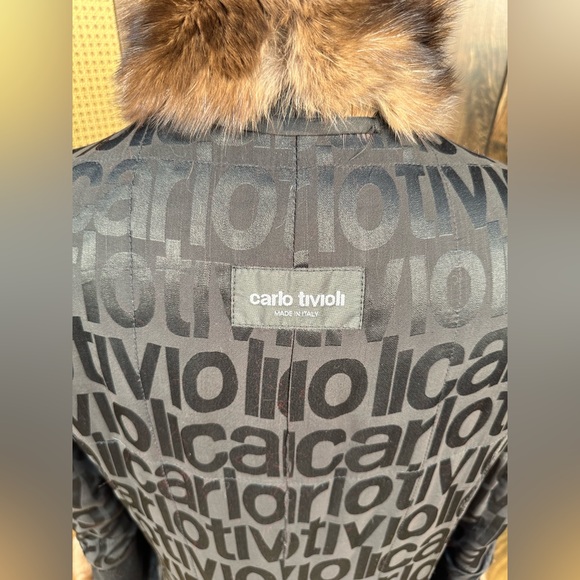 Carlo Tivioli Made in Italy Black Cashmere Wool & Russian Sable Trim Fur Coat - Picture 11 of 11